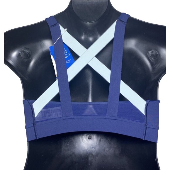 Brooks Large Drive Plunge Run Sports Bra Navy Ice Olive Compressive Strappy - Picture 10 of 11